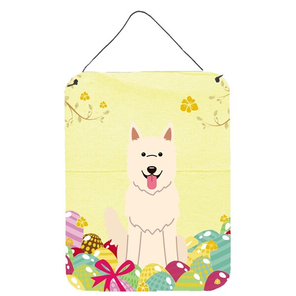 Carolines Treasures Easter Eggs White German Shepherd Wall or Door Hanging Prints - BB6045DS1216