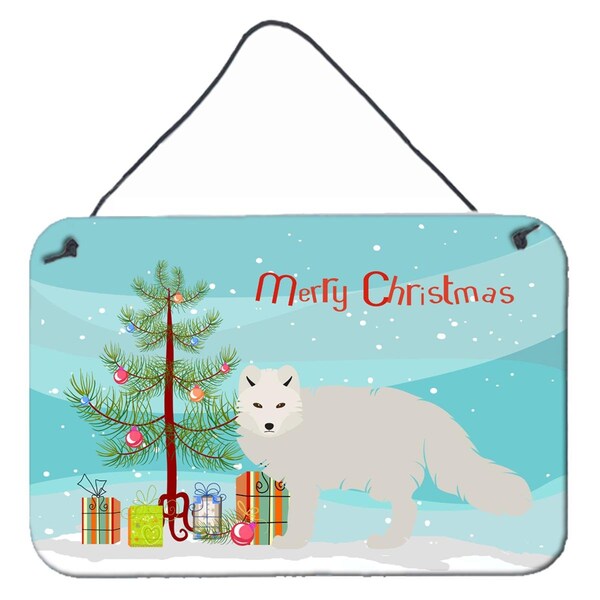 Carolines Treasures White Arctic Fox Christmas Wall or Door Hanging Prints - BB9244DS812