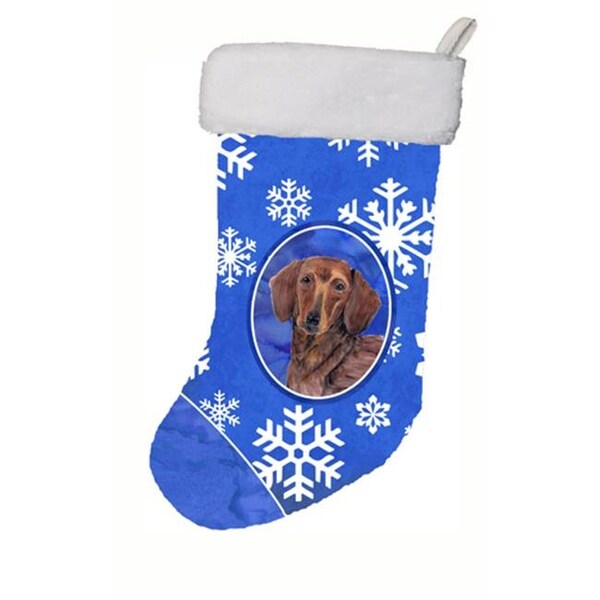 Carolines Treasures Carolines Treasures SC9368-CS 11 x 18 in. Dachshund Winter Snowflakes Christmas Stocking - SC9368-CS