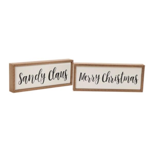 Youngs Wood Framed Nautical Christmas Box Wall & Tabletop Sign, Assorted Color - 2 Piece - 60159