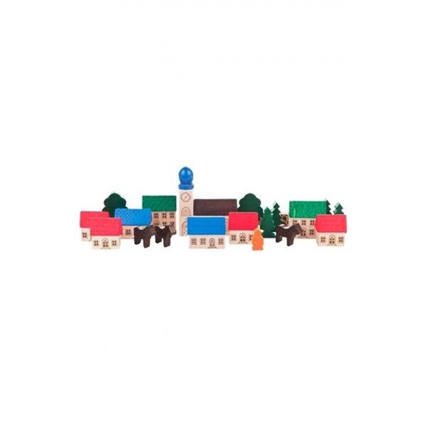 Alexander Taron Alexander Taron 044-004 Dregeno Wooden Toy - Small Village with Trees & Animals - 044-004