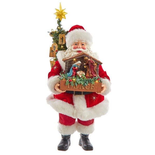 Fabrich 13 in. Battery Operated LED Santa with Nativity Set - FA0185