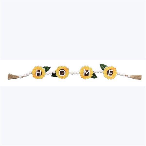 Youngs Wood Sunflower Tabletop Garland with Blessing Beads Sign - 73467