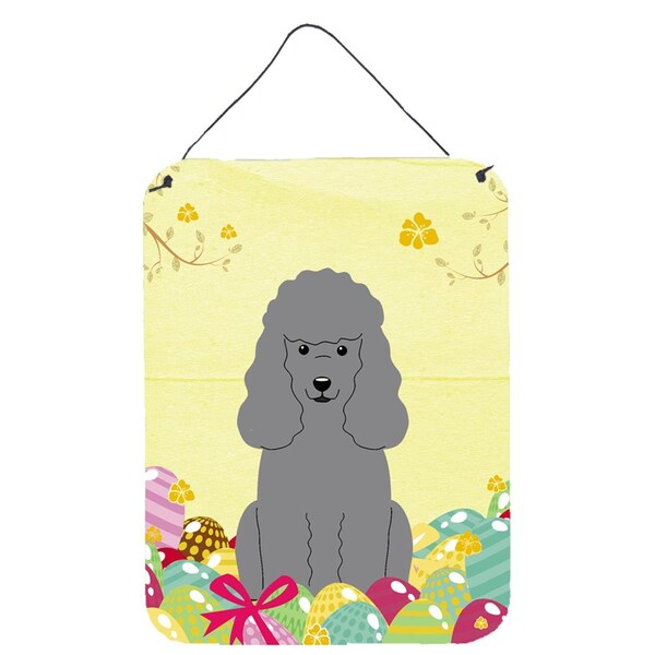 Carolines Treasures Easter Eggs Poodle Silver Wall or Door Hanging Prints - BB6068DS1216