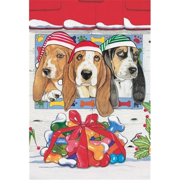 Pipsqueak Productions Pipsqueak Productions C482 Holiday Boxed Cards- Basset Hound - C482