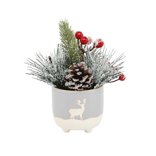 Espectaculo Xmas Mix in  Deer Ceramic Pot 3.5X3.5X3 - ES2970905
