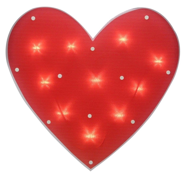 Go-Go 14.25 in. Lighted Red Heart Valentines Day Window Silhouette Decoration - GO1777090