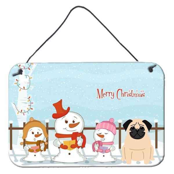 Carolines Treasures Merry Christmas Carolers Pug Fawn Wall or Door Hanging Prints - BB2339DS812