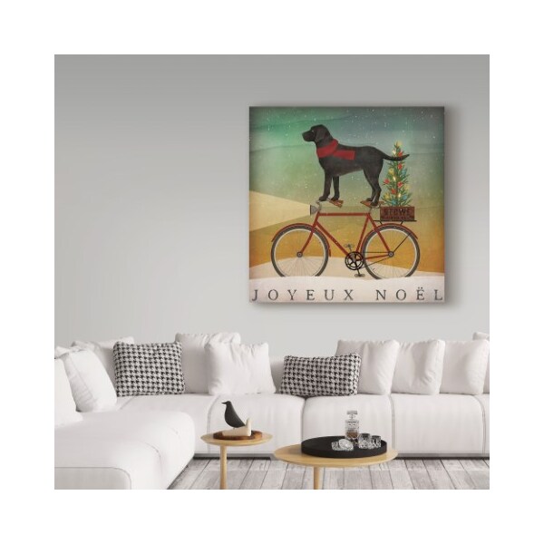 Trademark Fine Art Ryan Fowler 'Black Lab On Bike Christmas' Canvas Art, 24x24 - WAP06313-C2424GG