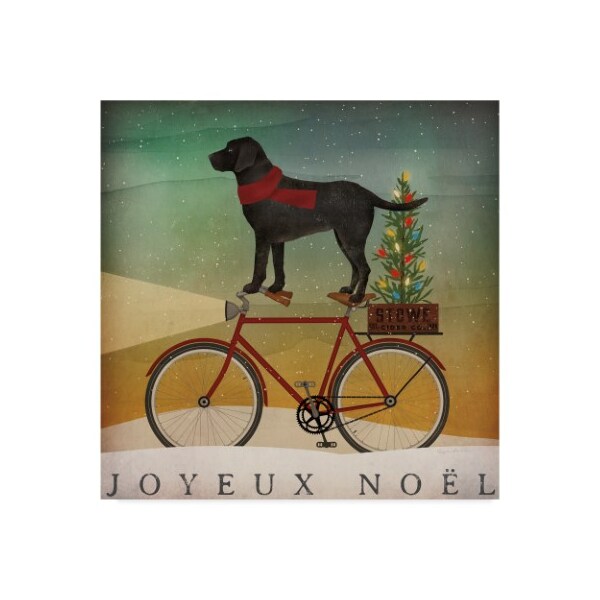 Trademark Fine Art Ryan Fowler 'Black Lab On Bike Christmas' Canvas Art, 24x24 - WAP06313-C2424GG