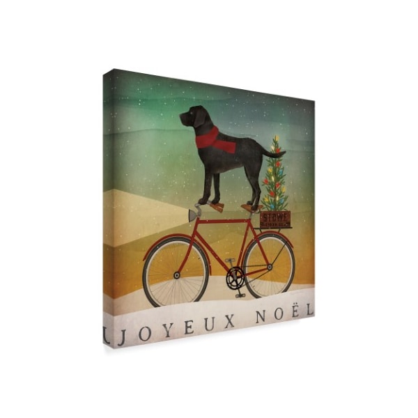 Trademark Fine Art Ryan Fowler 'Black Lab On Bike Christmas' Canvas Art, 24x24 - WAP06313-C2424GG