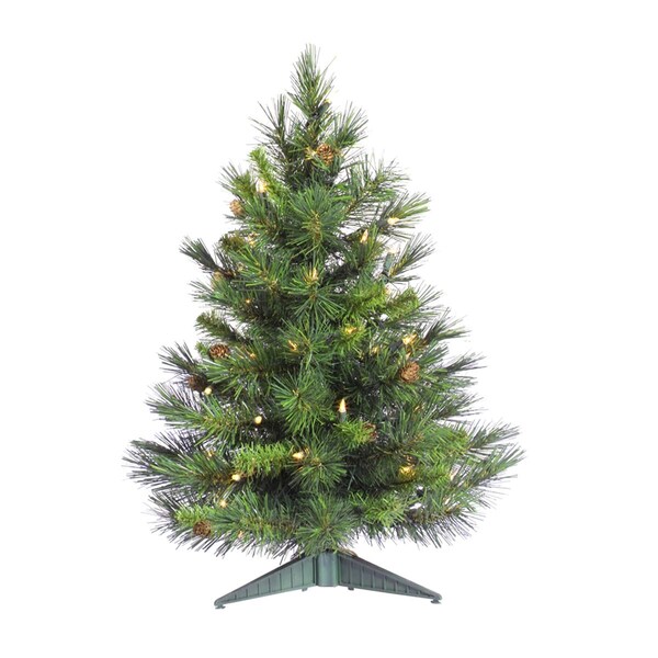 Vickerman 2 ft. x 17 in. Green Cheyenne Pine Christmas Tree with 78T 50 Warm White LED Light - A801001LED