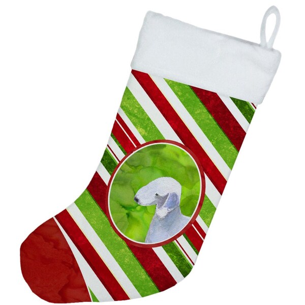 Carolines Treasures 11 x 18 in. Bedlington Terrier Winter Snowflakes Christmas Stocking - SS4552-CS