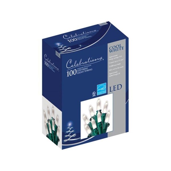 Celebrations 40839-71 Cool White Traditional LED Light Set  100 Count - CE9780