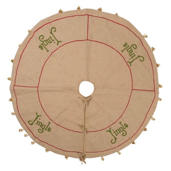 Vickerman 60 in. Burlap Jingle Collection Tan Tree Skirt - QTX17421