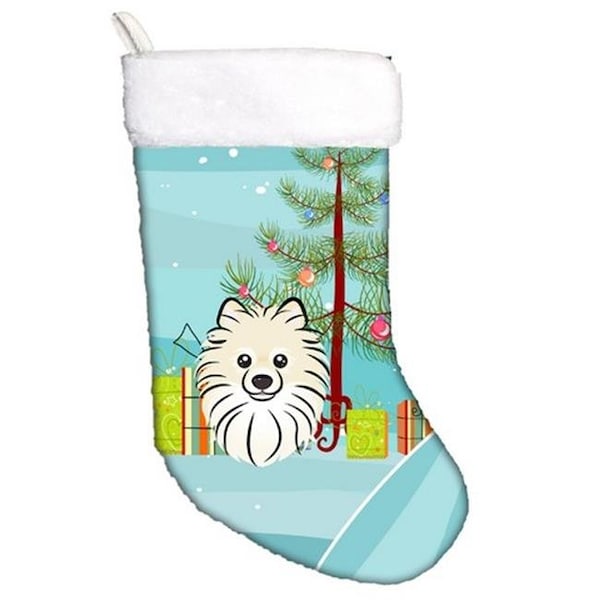 Carolines Treasures Carolines Treasures BB1579CS Christmas Tree & Pomeranian Christmas Stocking - BB1579CS