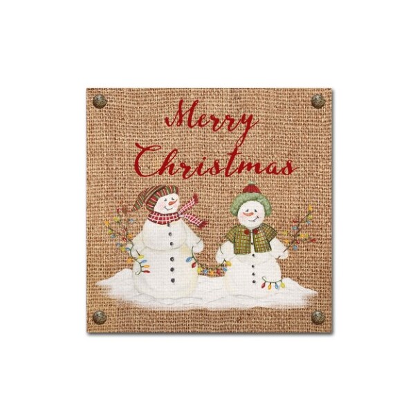 Trademark Fine Art Jean Plout 'Christmas On Burlap 1' Canvas Art, 14x14 - ALI17056-C1414GG