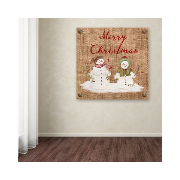 Trademark Fine Art Jean Plout 'Christmas On Burlap 1' Canvas Art, 14x14 - ALI17056-C1414GG