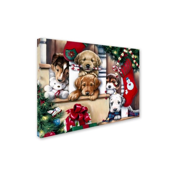 Trademark Fine Art Jenny Newland 'Christmas Puppies On The Loose' Canvas Art, 35x47 - ALI1921-C3547GG