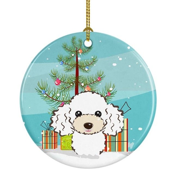 Carolines Treasures Carolines Treasures BB1629CO1 Christmas Tree & White Poodle Ceramic Ornament - BB1629CO1