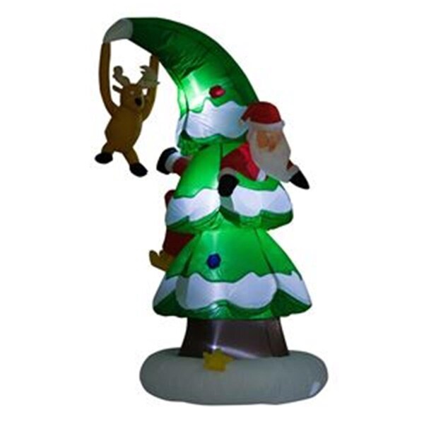 Icaregifts 7 ft. Christmas Decoration Inflatable Santa Claus Stuck In Christmas Tree - IC3107605