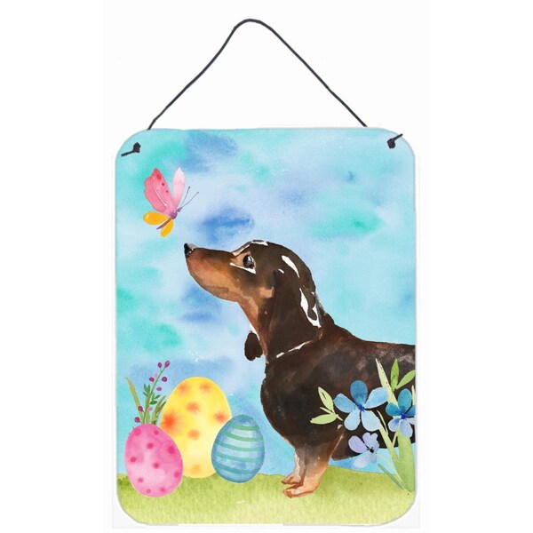 Carolines Treasures Black and Tan Dachshund Easter Wall or Door Hanging Print - BB9615DS1216