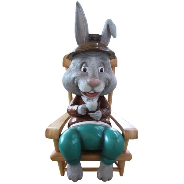 Queens Of Christmas 45 in. Grandpa Bunny with Rocking Chair Figurine - EST-BNNY-GRPA-LG