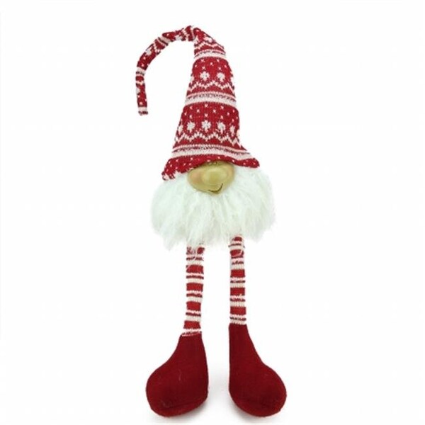 Northlight Seasonal Northlight Seasonal 31752226 Red and White Portly Smiling Hanging Leg Gnome Decoration with Christmas Snow Cap - 31752226