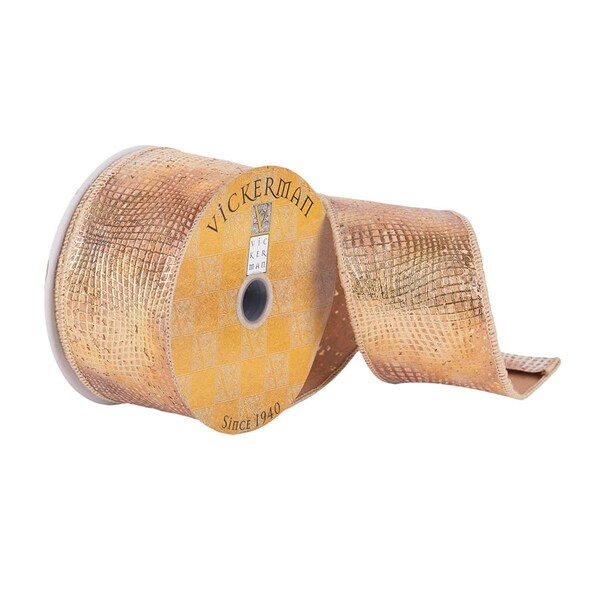 Vickerman 2.5 in. x 10 Yards Gold Geometric Curve Ribbon, 72PK - Q180173