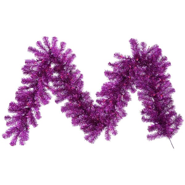 Vickerman Purple Dura-Lit Garland with Purple Lights, 9 ft. x 12 in. - B982113