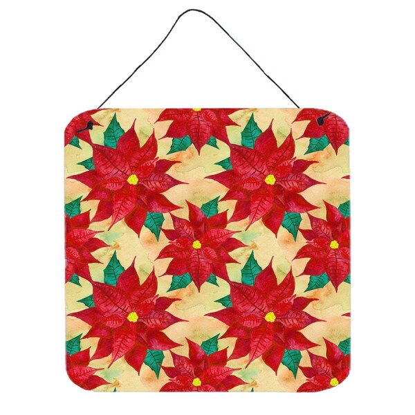 Carolines Treasures Poinsetta Christmas Wall or Door Hanging Prints, 6 x 6 in. - BB7485DS66