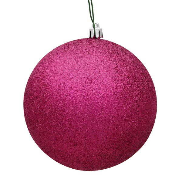 Vickerman 10 in. Fuchsia Glitter Drilled Cap Christmas Ornament Ball - N592570DG