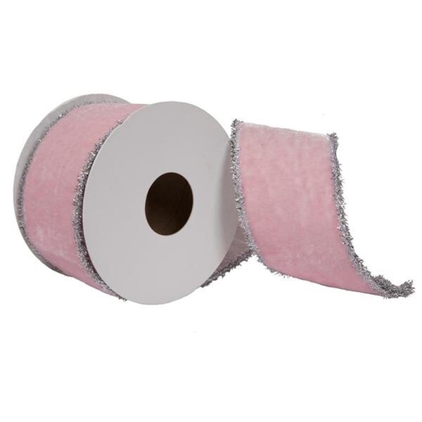 Vickerman 2.5 in. x 5 Yard Pink Viscose Velvet Double Fused Ribbon - QR222430
