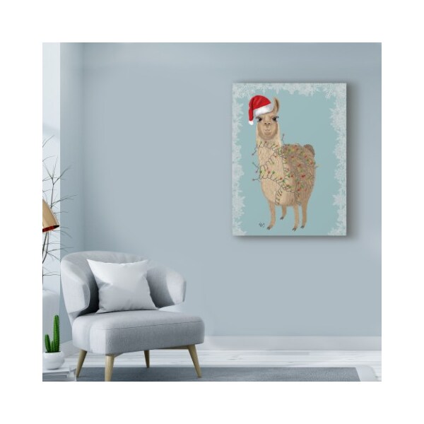 Trademark Fine Art Fab Funky 'Llama, Christmas Lights 2' Canvas Art, 14x19 - WAG00457-C1419GG