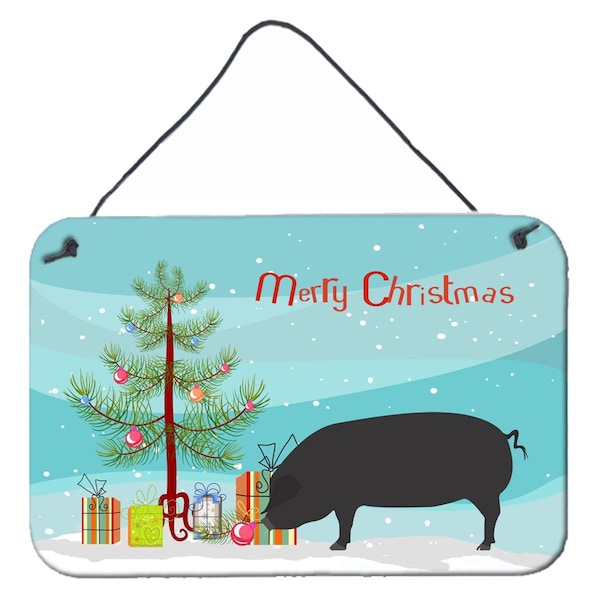 Carolines Treasures Devon Large Black Pig Christmas Wall or Door Hanging Prints - BB9298DS812