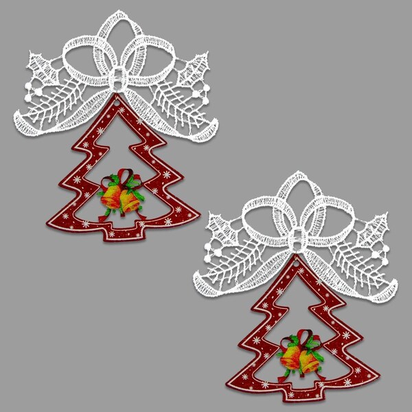 Gb Gifts Tree & Bells 3.75 in. Ornament - White - Set of 2 - GB2983616