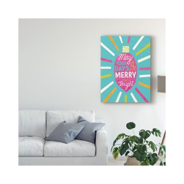 Trademark Fine Art Michael Mullan 'Festive Holiday Light Bulb Merry And Bright V2' Canvas Art, 14x19 - WAP09443-C1419GG