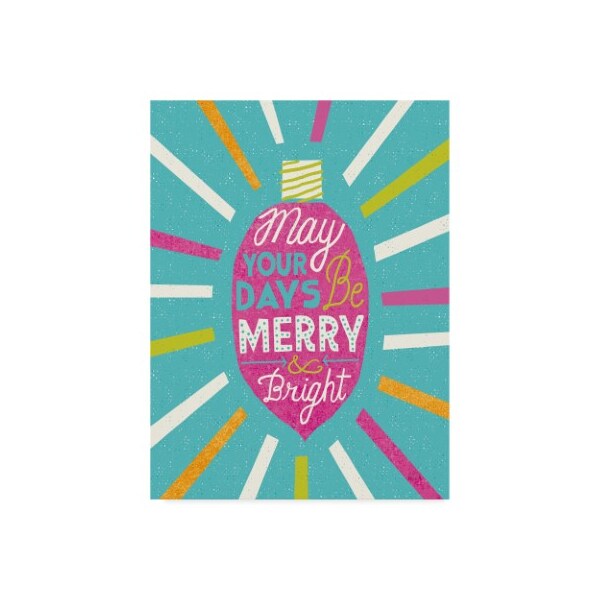 Trademark Fine Art Michael Mullan 'Festive Holiday Light Bulb Merry And Bright V2' Canvas Art, 14x19 - WAP09443-C1419GG