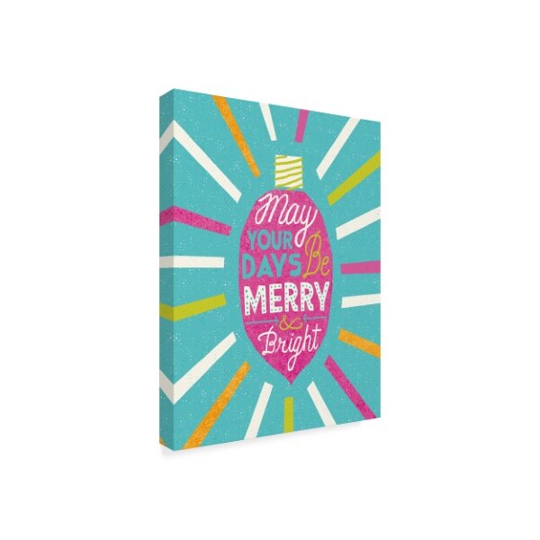 Trademark Fine Art Michael Mullan 'Festive Holiday Light Bulb Merry And Bright V2' Canvas Art, 14x19 - WAP09443-C1419GG