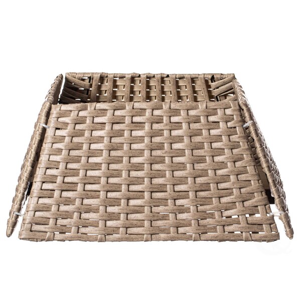 Gardenised Foldable Christmas Tree Skirt Collar Basket, Ring Base Stand Cover, Rattan Plastic, Grey - QI004155.GY