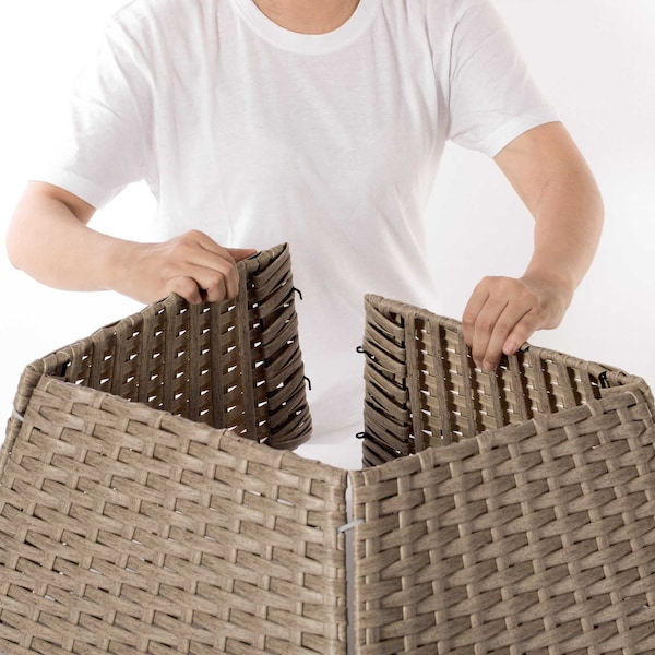 Gardenised Foldable Christmas Tree Skirt Collar Basket, Ring Base Stand Cover, Rattan Plastic, Grey - QI004155.GY