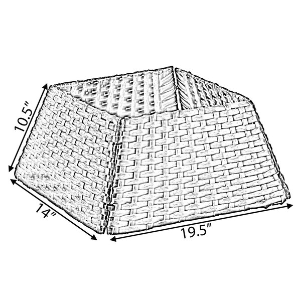 Gardenised Foldable Christmas Tree Skirt Collar Basket, Ring Base Stand Cover, Rattan Plastic, Grey - QI004155.GY