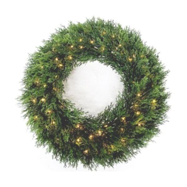 Medida 24 in. Wreath Cedar 70 LED Warm White Lights Battery Operation - ME2757840