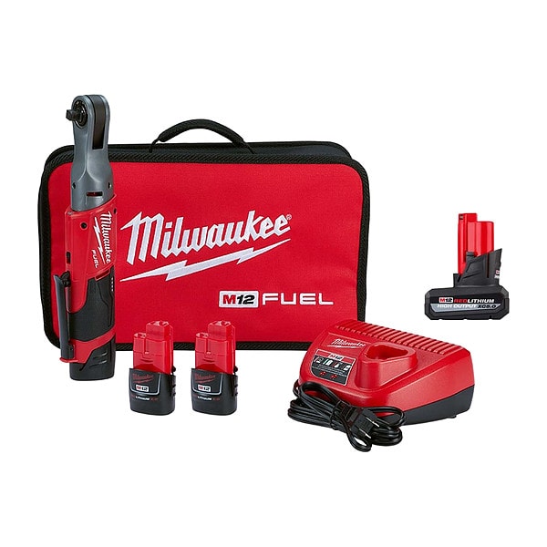 Milwaukee Tool M12 FUEL Ratchet Kit + XC5.0 Battery - 2557-22, 48-11-2450