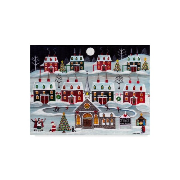 Trademark Fine Art Cheryl Bartley 'A Child Is Born Christmas Skating Village' Canvas Art, 35x47 - ALI40884-C3547GG