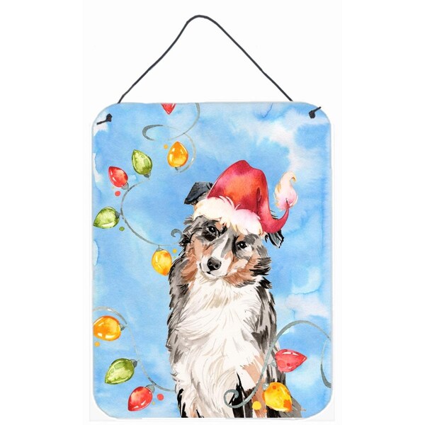 Carolines Treasures Carolines Treasures CK2504DS1216 Christmas Lights Australian Shepherd Wall or Door Hanging Prints - CK2504DS1216