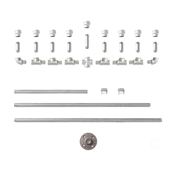 Vintiquewise Industrial Galvanized Antique Silver Metal Pipe Hanukkah Menorah - QI004137