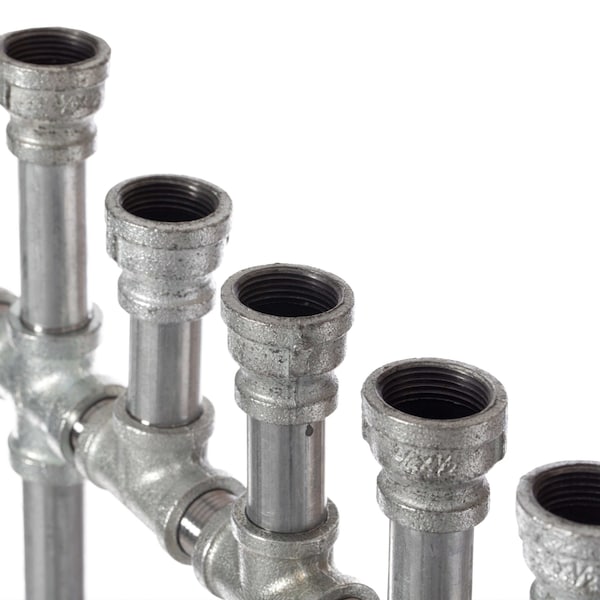 Vintiquewise Industrial Galvanized Antique Silver Metal Pipe Hanukkah Menorah - QI004137