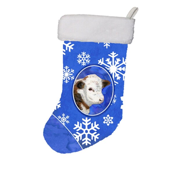 Carolines Treasures Carolines Treasures SB3144-CS 11 x 8 In. Baby Calf Winter Snowflakes Holiday Christmas Stocking - SB3144-CS