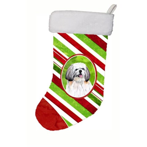 Carolines Treasures Carolines Treasures SC9343-CS 11 x 18 in. Shih Tzu Candy Cane Holiday Christmas Christmas Stocking - SC9343-CS